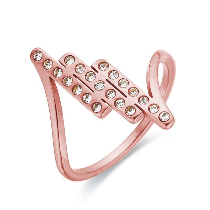 

Геометрический дизайн, простые кольца из нержавеющей стали с кристаллами для женщин, модные ювелирные изделия с кубическим цирконием, вечеринка, подарок 9 розового золота