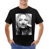 Kate Mustache Moss Black and White Photograph TShirt Customs Cotton Unisexs Graphic Tshirts Hip Hop Short Sleeve Round Collar