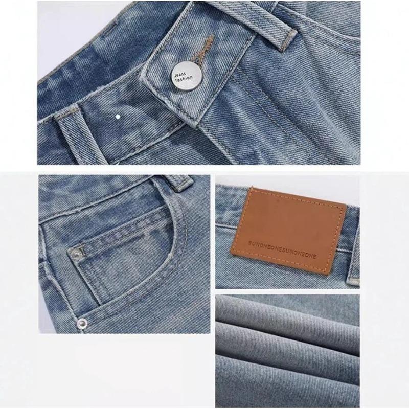 Women High Waist Wide Leg Denim Culottes Casual Light Blue Jeans