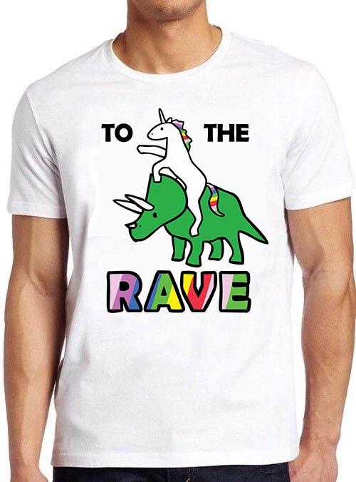 Rave T Shirt Unicorn Riding Triceratops Funny Cool Gift Tee 478 XS