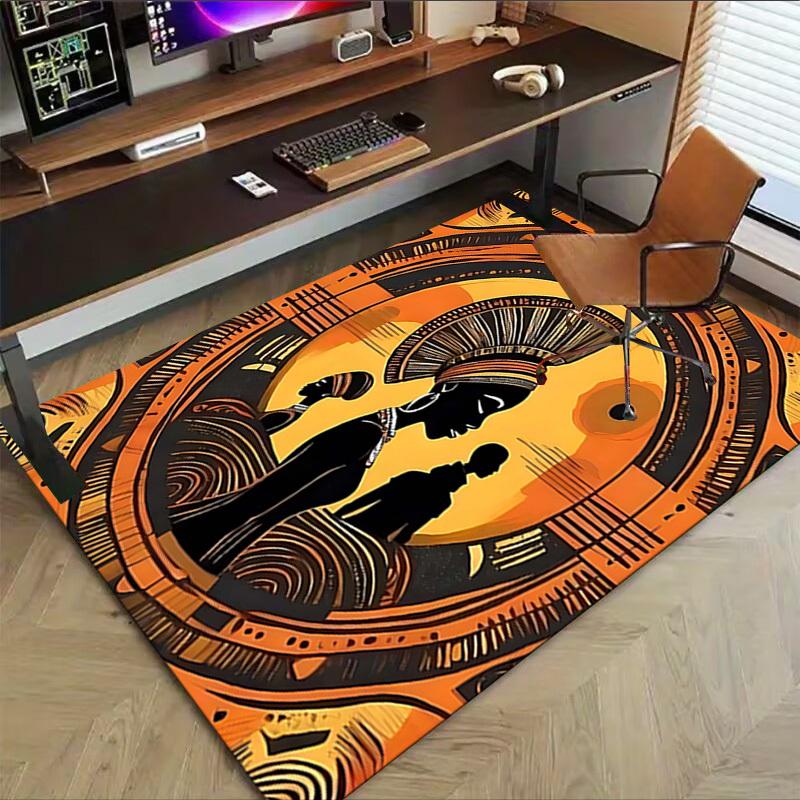 1PC African Culture Non-Slip Floor Carpet, Suitable for Office, Bedroomand Playrooms. It Can Also Be Used As a Sofa Footrest cover-T62
