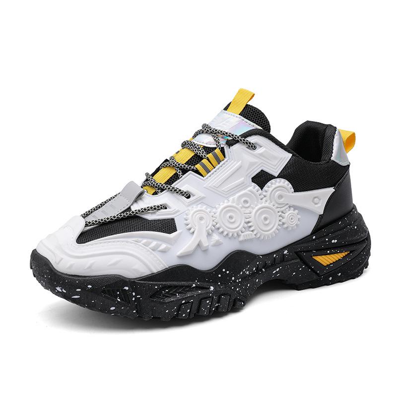 Spring fashion men's casual sports shoes mesh breathable thick sole heightening dad shoes comfortable versatile low top