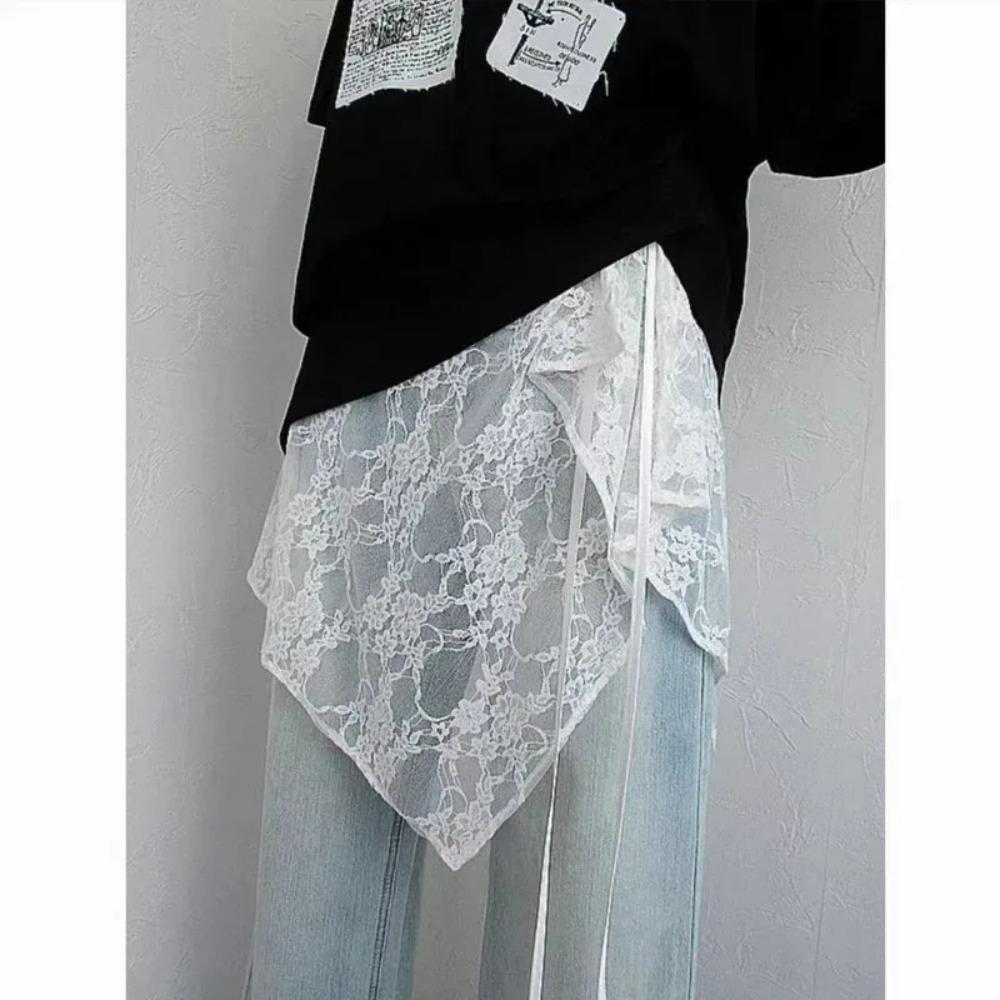 2026 summer French Lace Short Fart Curtain Skirt Spring Layered Skirt INS Women Wrap Skirt Bandage Dress Apron Curtain Expansion M белый