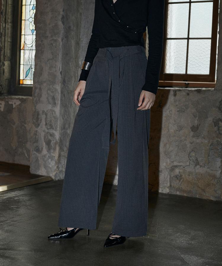 Bunteu Looped Stripe Slacks (Charcoal)