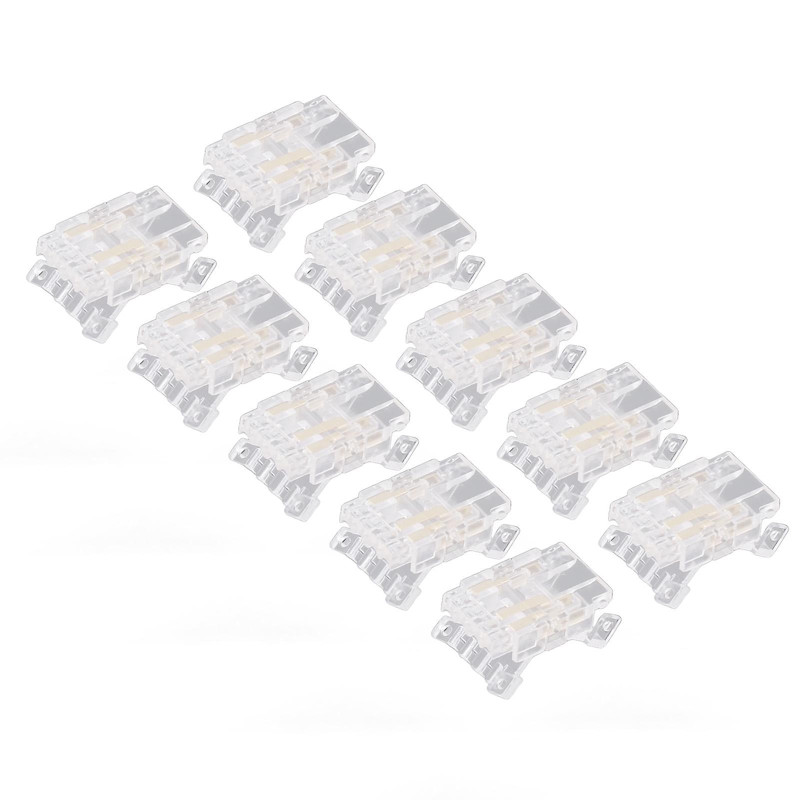 

10Pcs COB LED Strip to Wire Connector 10mm 3Pin Transparent Solderless LED Light Strip Connectors for Home School Office