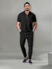 2023 Autumn Men's Solid Color Waffle Lapel Short Sleeve Zipper Suit
