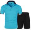 Men's Summer Short Sleeve Polo Shirt & Shorts Set - Fashion Lapel Color Contrast Casual Sportswear