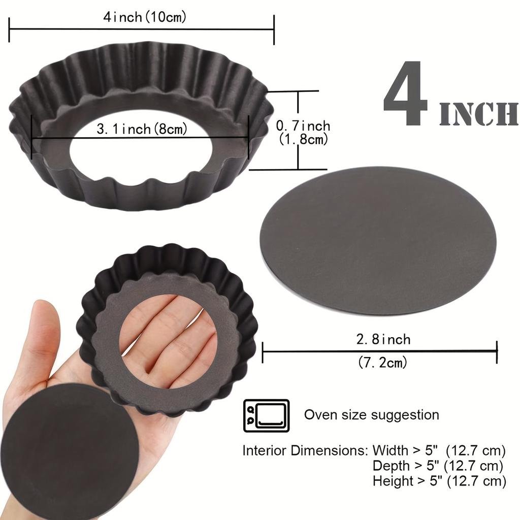 6 stk Non-Stick Tart Quiche Flan Pan Former 10cm Pai Pizza Kakeform Avtakbar Bunn Kakeform Rund Karbonstål Bakeform