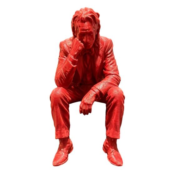 3D Printed Thinker Figurine, Small Upset Clown Shelf Sitter for Living Room Bookshelf Office Desktop Decor