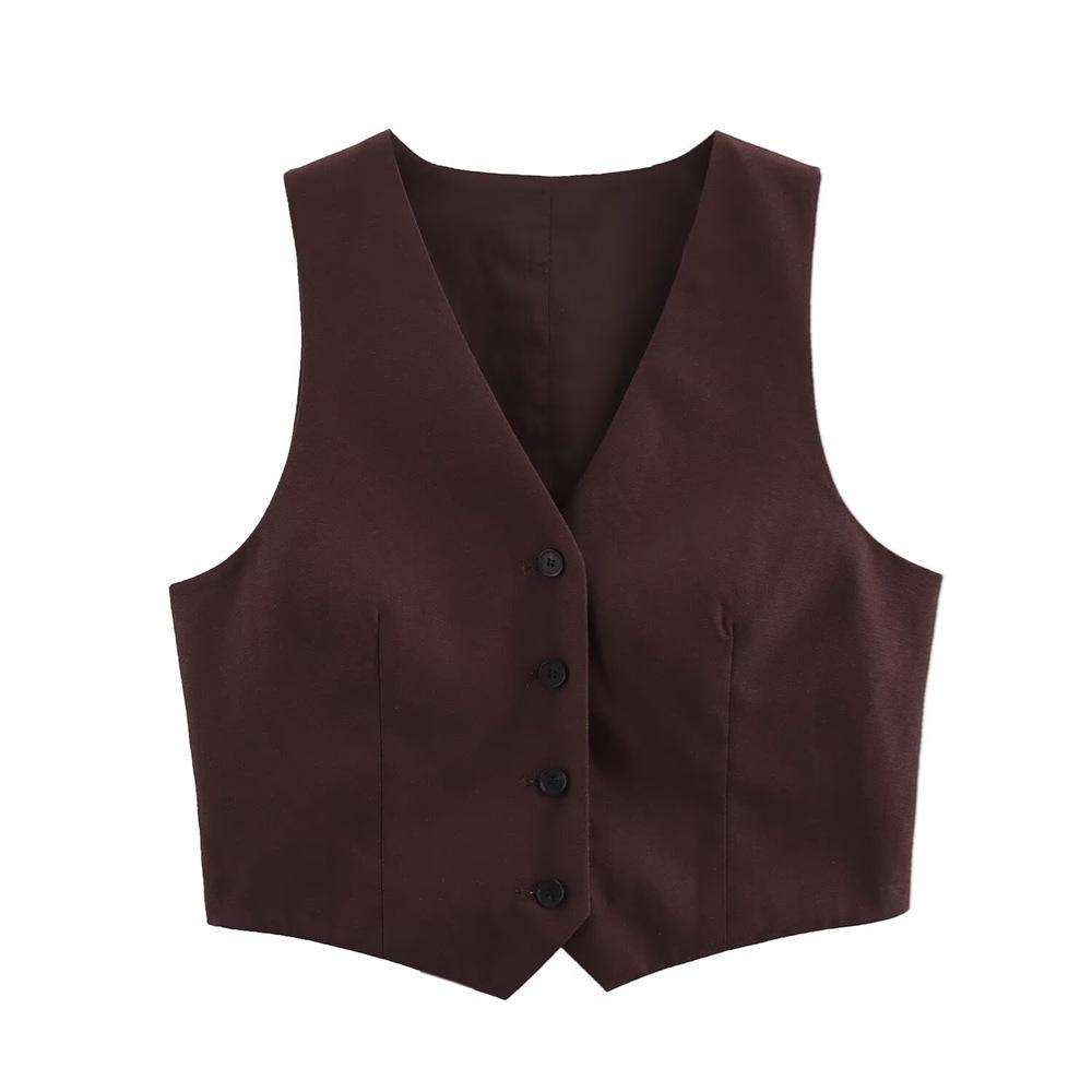 2025 Spring/Summer Women's Open-Back Vest & Loose Pleated Pants Set