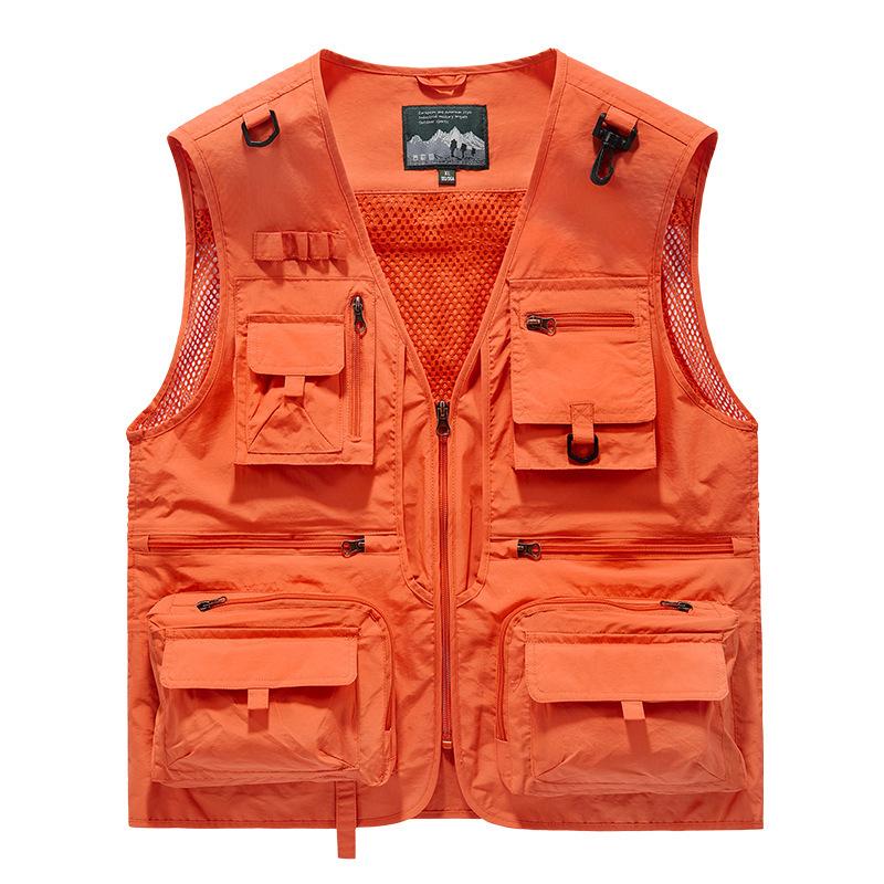 

Men s Custom Quick-Dry Mesh Vest - Multi-Pocket for Outdoor, Fishing & Photography 8512 L оранжевый