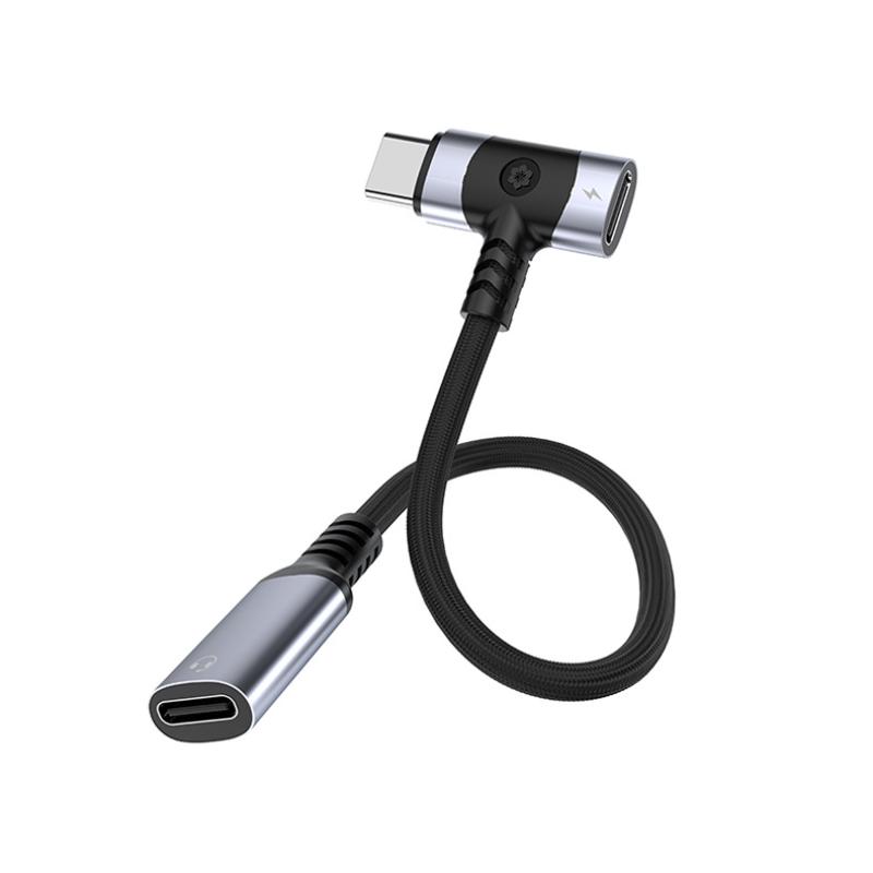 1Pcs Weave 12Cm Pd Cable Jack Universal Portable 2 In 1 Usb C Headphone Adapter 10W Dongle Type C Charging Cable