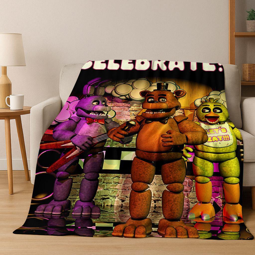 Coperta in flanella 3D F-FNAF Gioco Cartone Animato Morbida Calda Plaid per Letto Camera da Letto Soggiorno Viaggio Campeggio Picnic Regalo