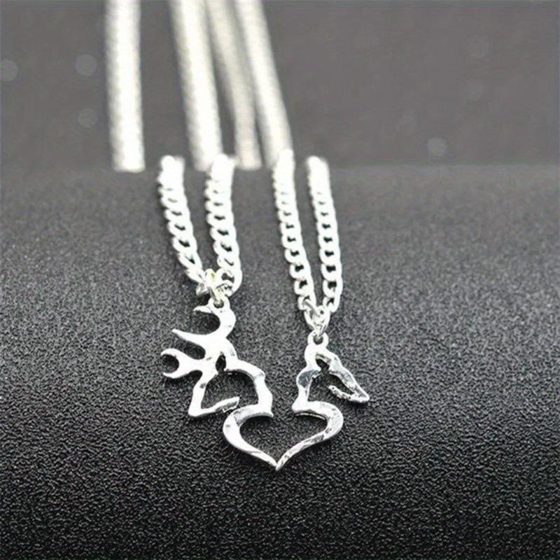 Cross-Border Europe & America Valentine's Day Christmas Gift Reindeer Heart Spliced Couple Necklace