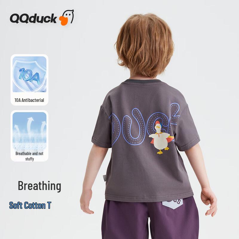 QQ DUCK Мальчишеская футболка с коротким рукавом Супермен-Утка 100
