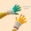Colorful Flower Pattern Women Gloves Imitation Cashmere Warm Gloves Cycling Skiing Use