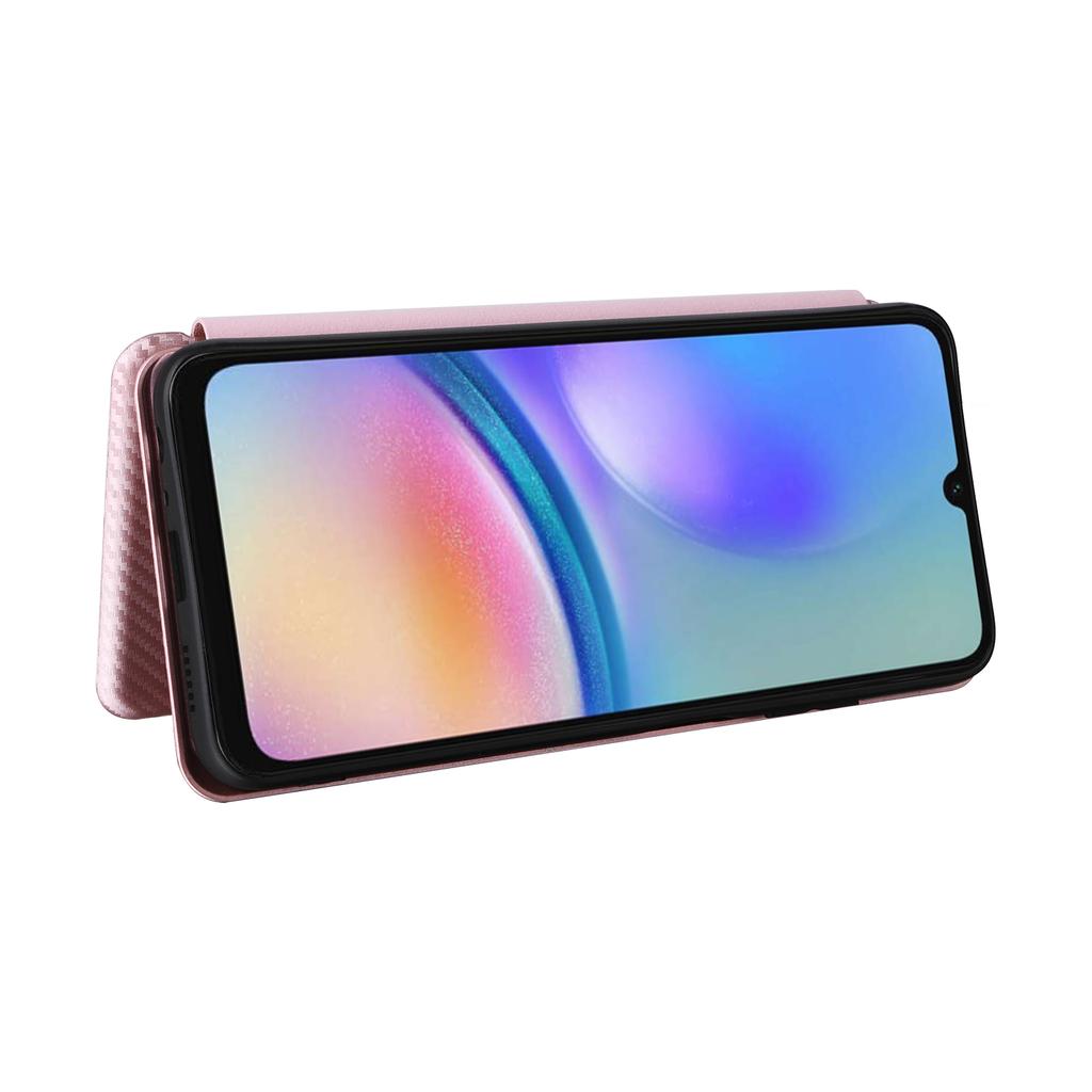 For Samsung Galaxy A05s 4G Case Carbon Fiber Texture PU Leather Phone Shell with Card Slot