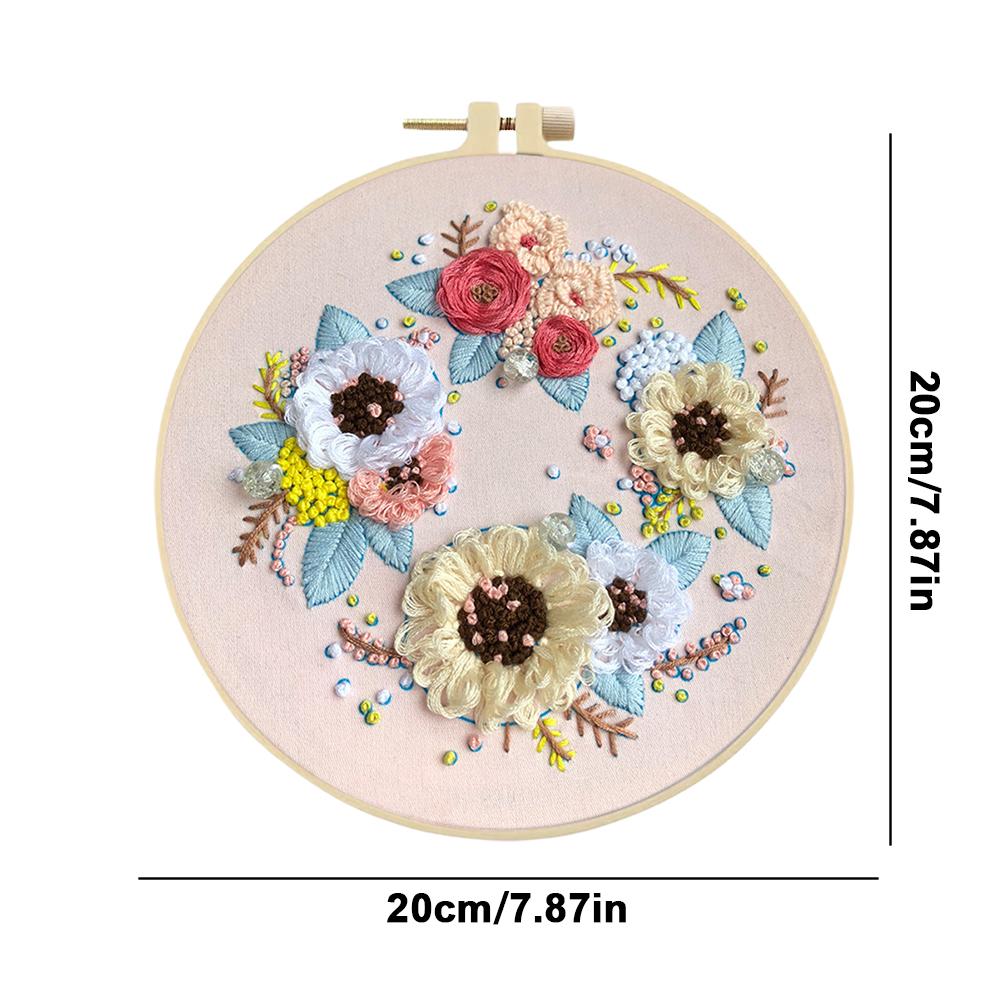 Seturi de broderie cu punct de cruce Ștampilat cu flori cu fir de culoare din pânză de cerc