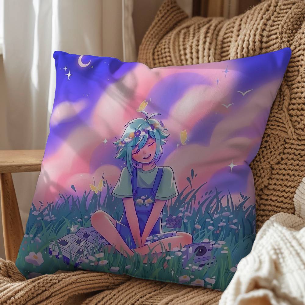 Series Mari game Basil Omori Game Pillow Case Antidustmite Pillowcase Invisible zipper silky short plush Sofa cushion cover