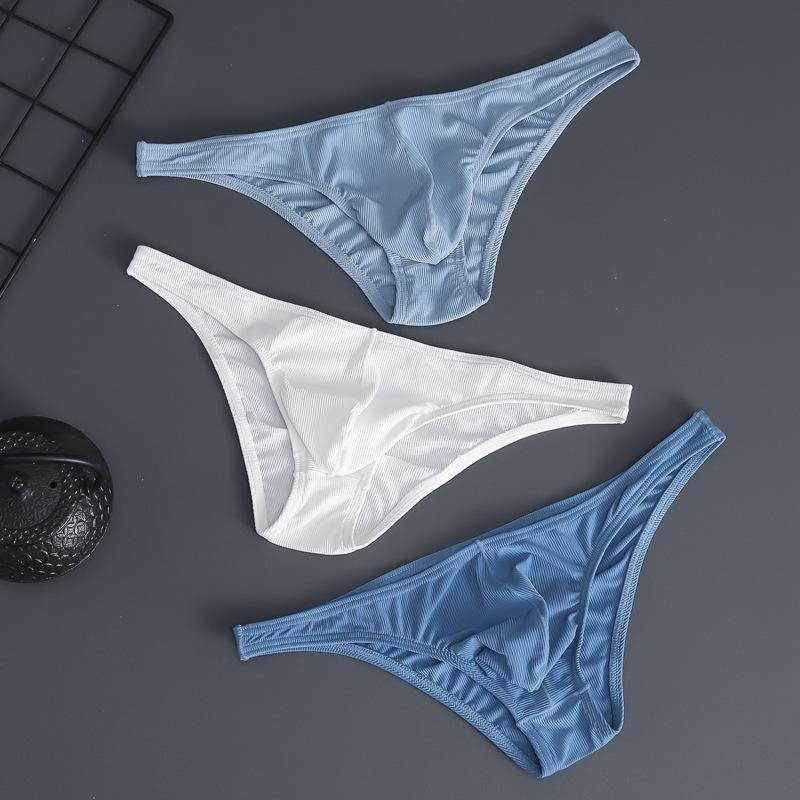 Pánské sexy kalhotky a tanga s nízkým pasem, hedvábné, jednobarevné