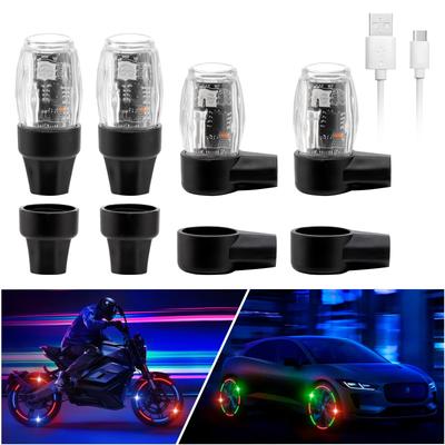 MAZERO Colorful Flashing USB-C Charging Tire Valve, LED Light, Bulb Cap, Light, Vibration Detection,