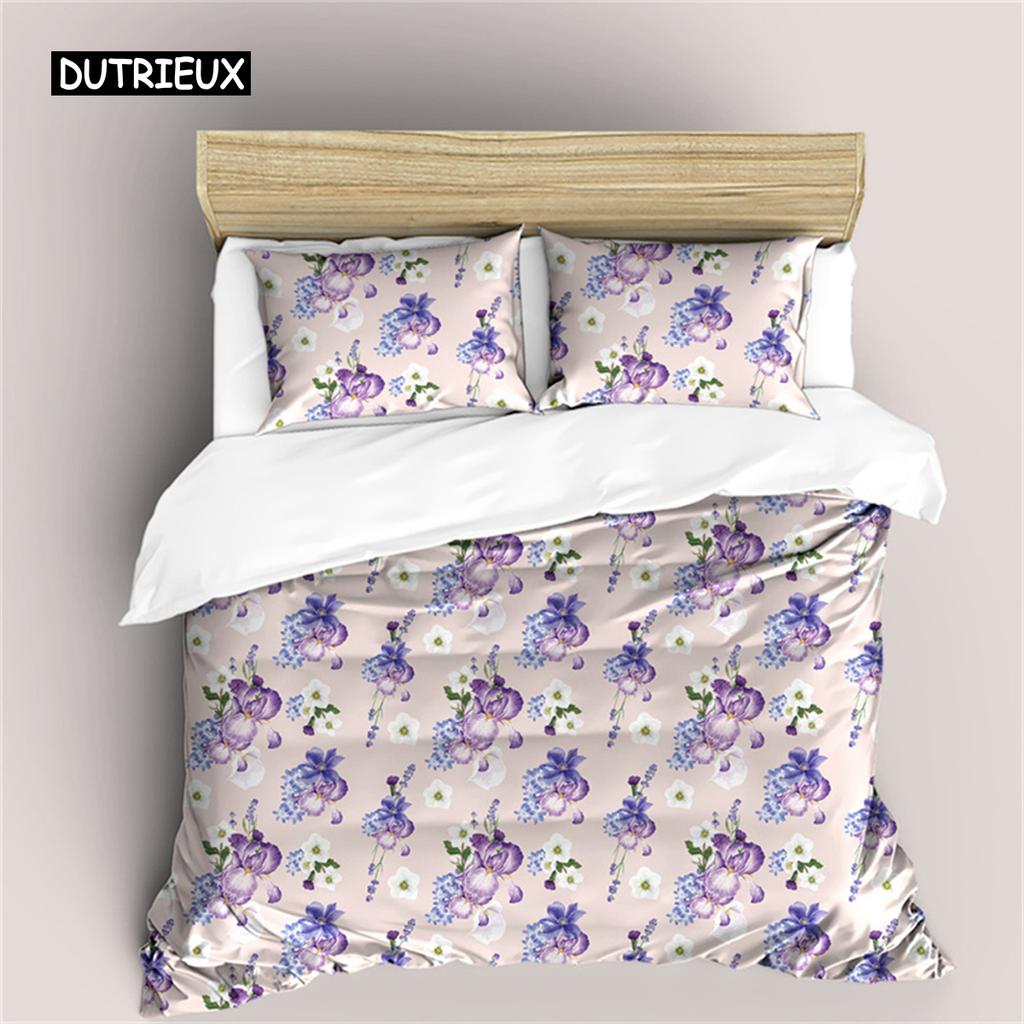 Little Fresh Duvet Cover Botanical Floral Comforter Cover Garden Flower Bedding Set  for Kids Girls Teen Gift Bedroom Decorate
