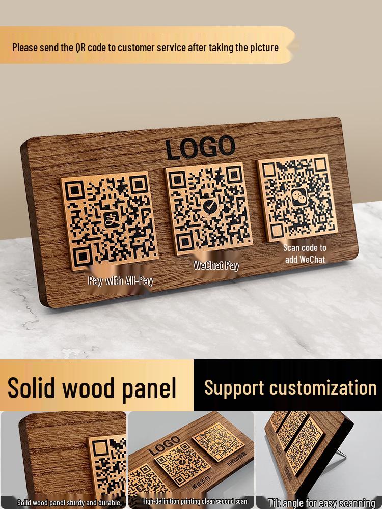 Soporte de Exhibición de Código QR Acrílico Personalizado para Pagos Alipay y WeChat