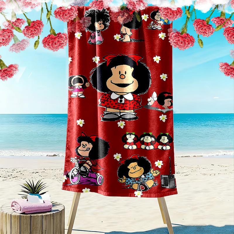 Mafalda Print Beach Towel, Large Soft Quick Dry Towel for Beach Camping Swimming