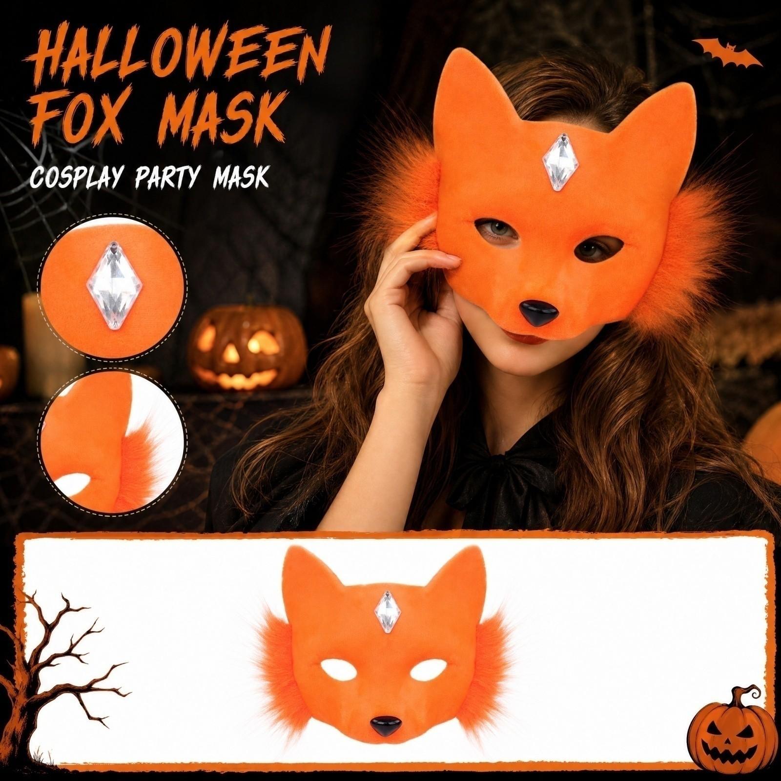 Half Face for Halloween Costume Party Cosplay Accessories One Size