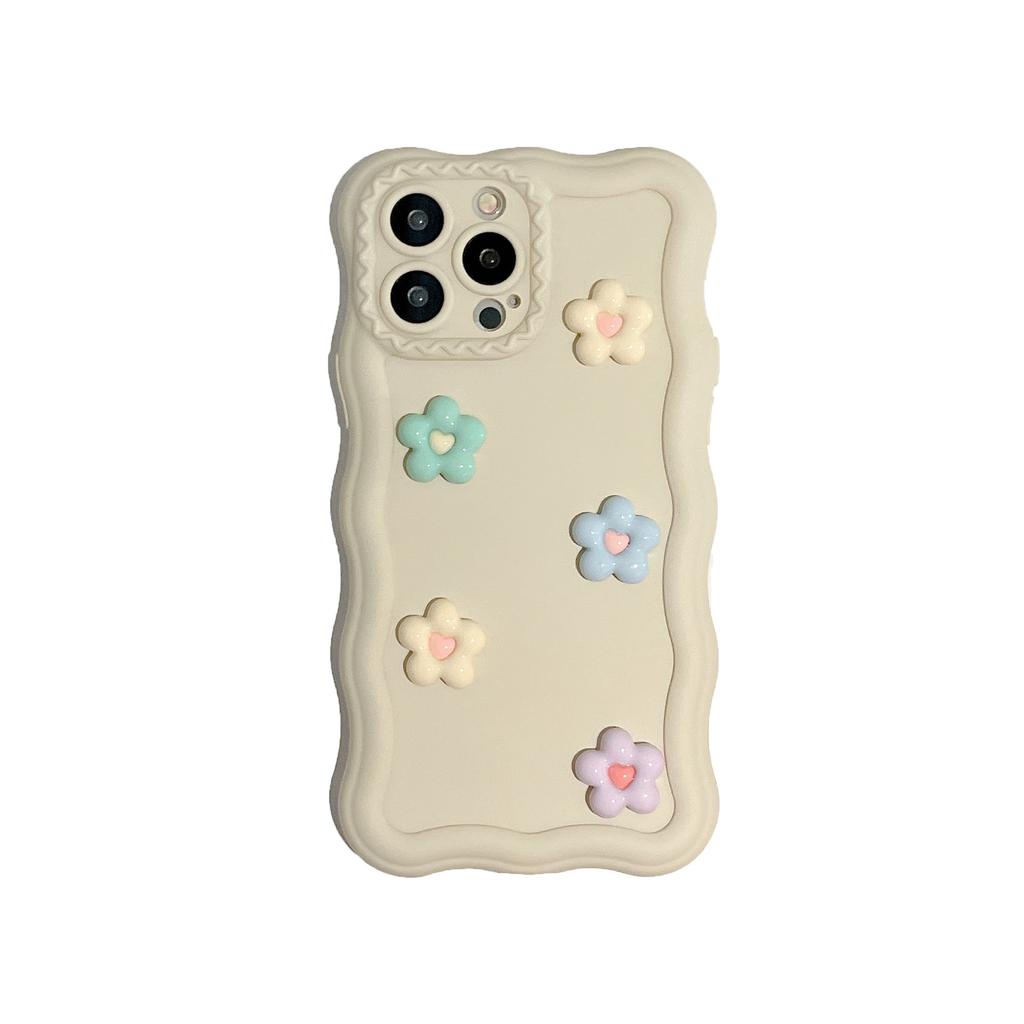 Korean ins cream wind three-dimensional flower flower for iPhone17 Apple 16Pro max mobile phone case 15 women 14