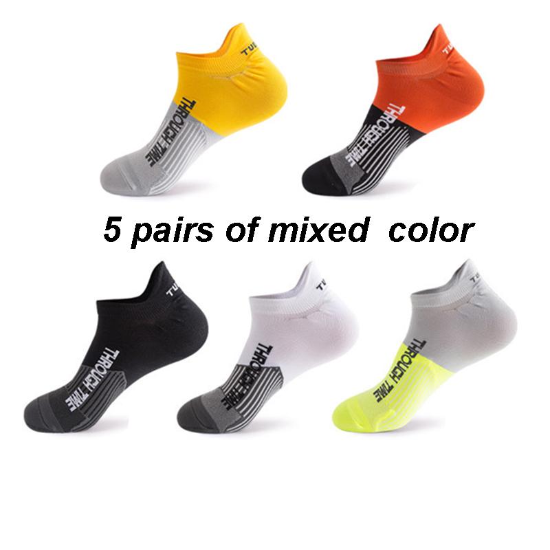 5 Pares/Lote Meias Esportivas de Corrida Masculinas Primavera Verão Meias Protetoras para Tornozelo Finas Respiráveis Desodorantes Meias Curtas para Fitness 38-44