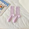 Female Summer Thin Simple Pure Color All Build Vertical Bar Wicking High Tube Cotton Socks