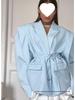 European & American Women's Fashion Commuter Waist-Tie Shoulder Pad Blazer