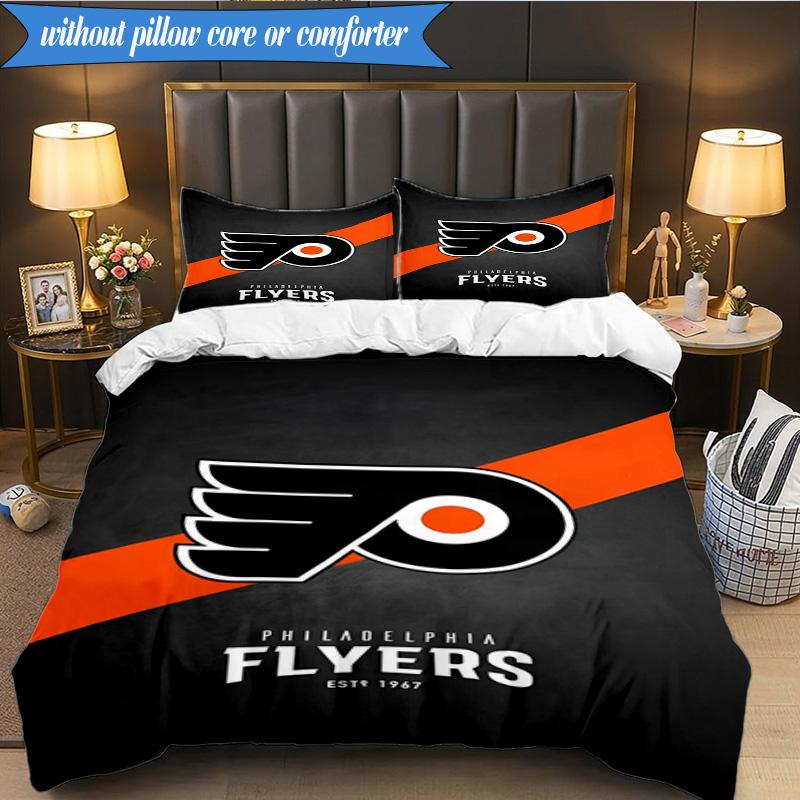 3PCS Flyers Hockey Team Bedding Set,Including 1pc Duvet Cover And 2pcs Pillowcases Perfect for Bedroom, Dormitory, Fan Christmas gift