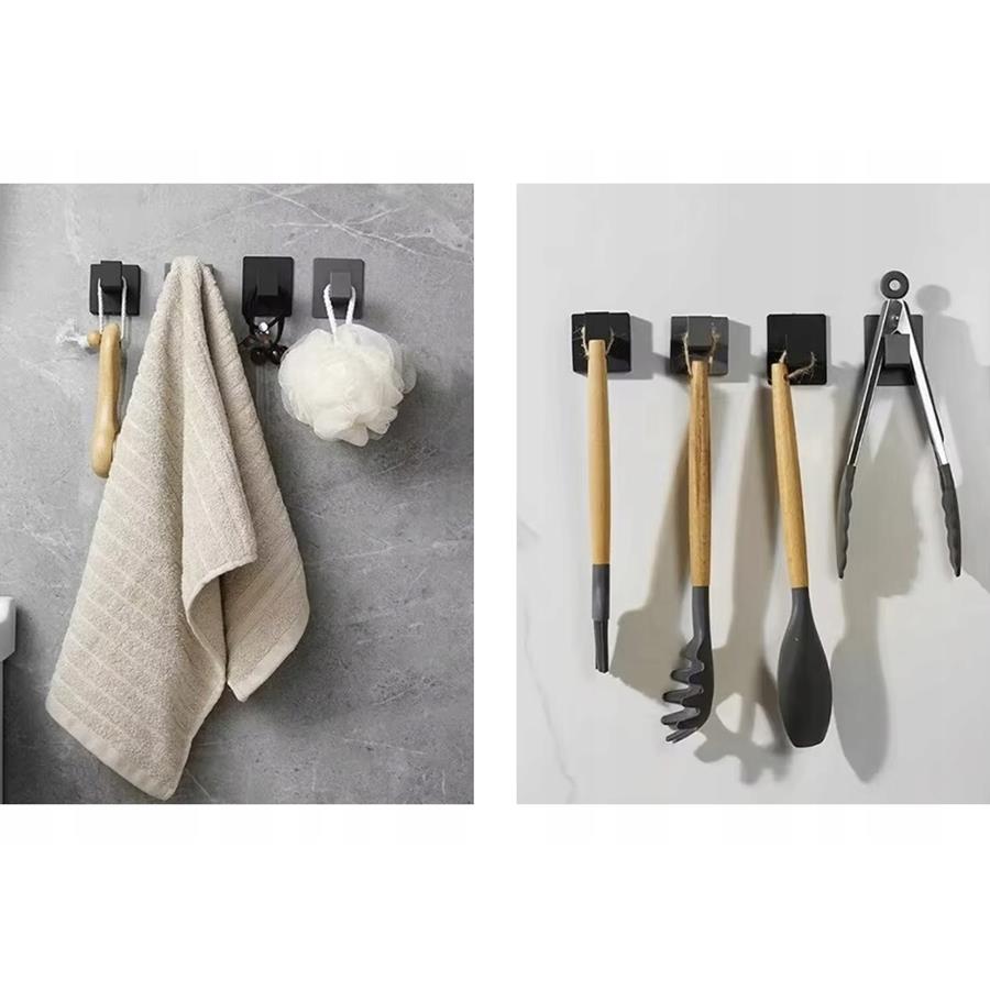 Bathroom Towel Rack Wall Hook for Bathroom Kitchen Black