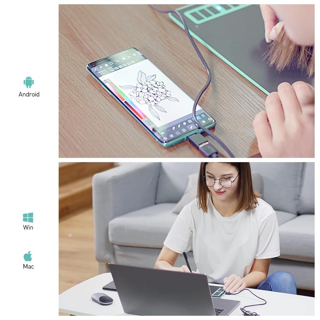 XENX P1 Graphics Drawing Tablet for MacOS and 6x4 with 6 Shortcut 8192 Pressure and a Free Pen for Digital Online and OSU Games (P1-640) Android,