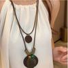 Tassel Ethnic Style Wooden Necklace Wood Bohemian Style Necklace Sweet Long Sweater Chain  Gift