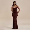 Women's U‑Neck Sleeveless Mermaid Maxi Dress Slim Fit High Waist Sexy Lace Backless Party Tunic Dress