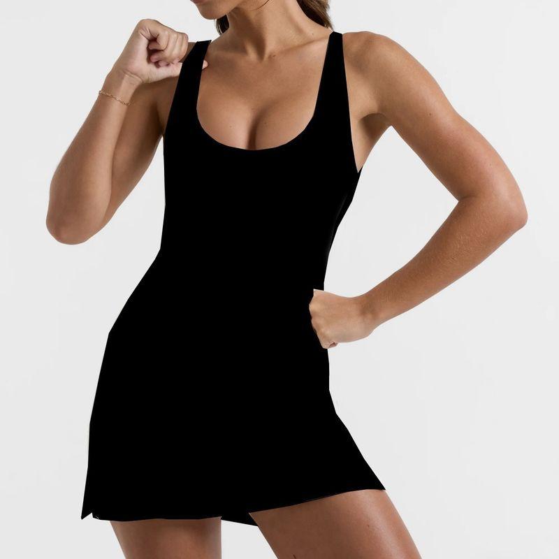 Foreign Trade European and American New Yoga Jumpsuit Running Yoga Backless Anti-exposure Bottoming Quick-Drying Sports Tennis Skirts