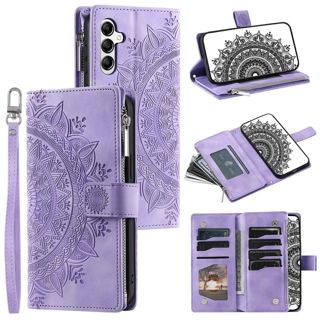 For Samsung Galaxy M55 5G/C55 5G/F55 5G Wallet Case Zipper Pocket Flip Leather Mandala Totem Phone Cover