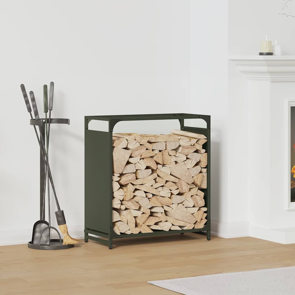 Firewood Rack Olive Green 60 x 28 x 65 cm Cold Rolled Steel