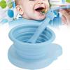 Household Portable Infant Baby Silicone Folding Food Bowl Spoon Kit Baby Tableware