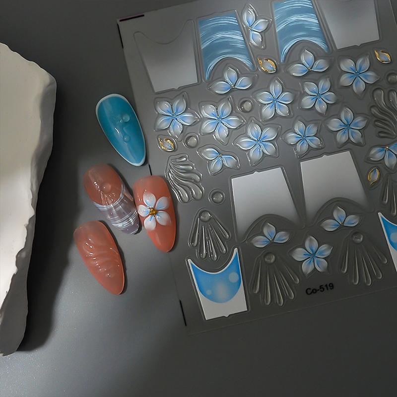 Wearable Nail Art Stickers Free Hand-Painted 3D Sculpted Nail Art Stickers Flower Jelly Nail Art Stickers