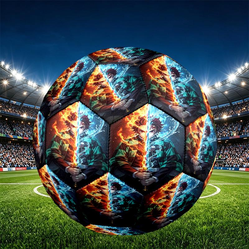Demon Slayer Print Size 5 Soccer Ball, PU Wear Resistant Football for Match Training and Daily Practice, Birthday Gift for Soccer Fans
