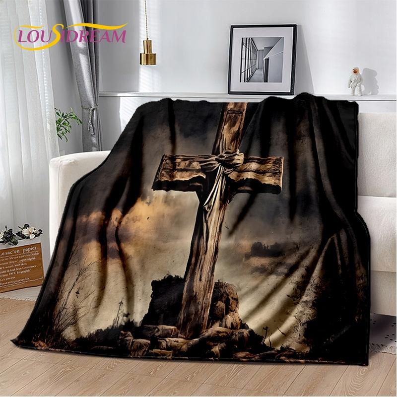 New 3D Pray Holy Bible Cross Jesus Soft Blankets,Keep Warm Throw Blanket Comfortable Blanket for Picnic Beds Sofa Home Bedroom