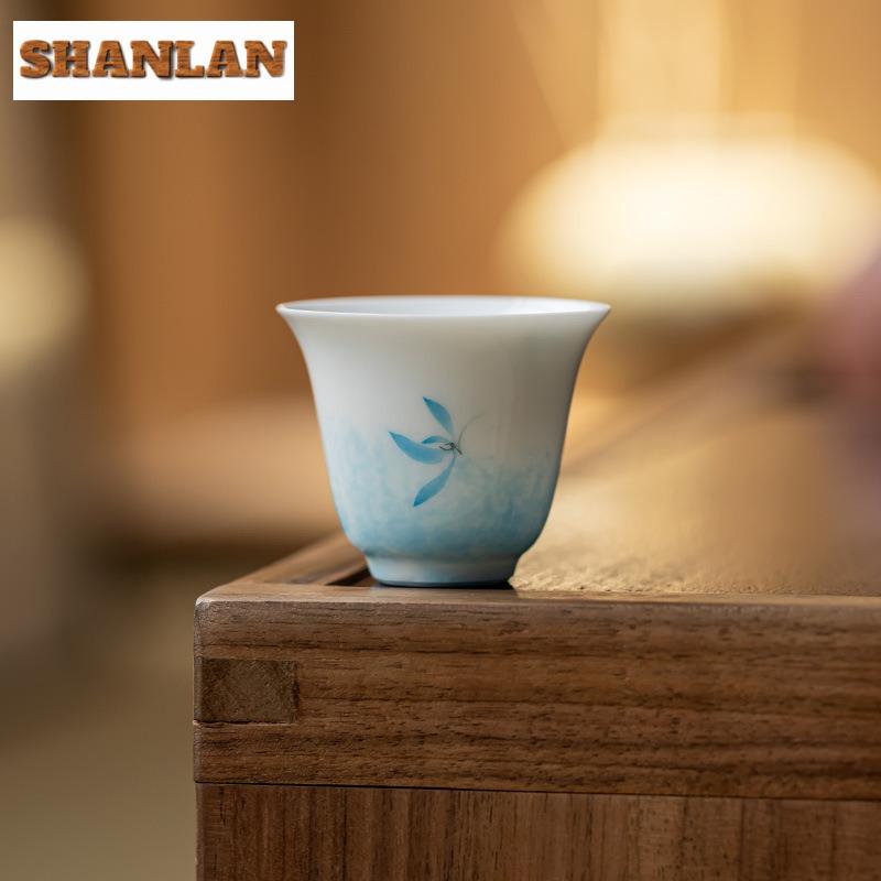 2pc/lot Hand-painted Butterfly Orchids Teacup Zen Tea Bowl Mug Tea-tasting Fragrance Cup Chazhan Master Cups Chinese Teaset 40ml