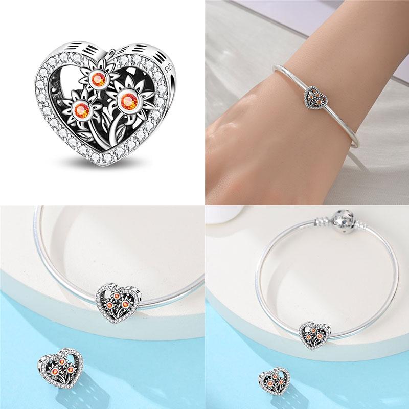 Copper Heart Beaded Wishing Bottle & Princess Crown Charms Fit Originalbracelet Diy Jewelry Making Women Gift