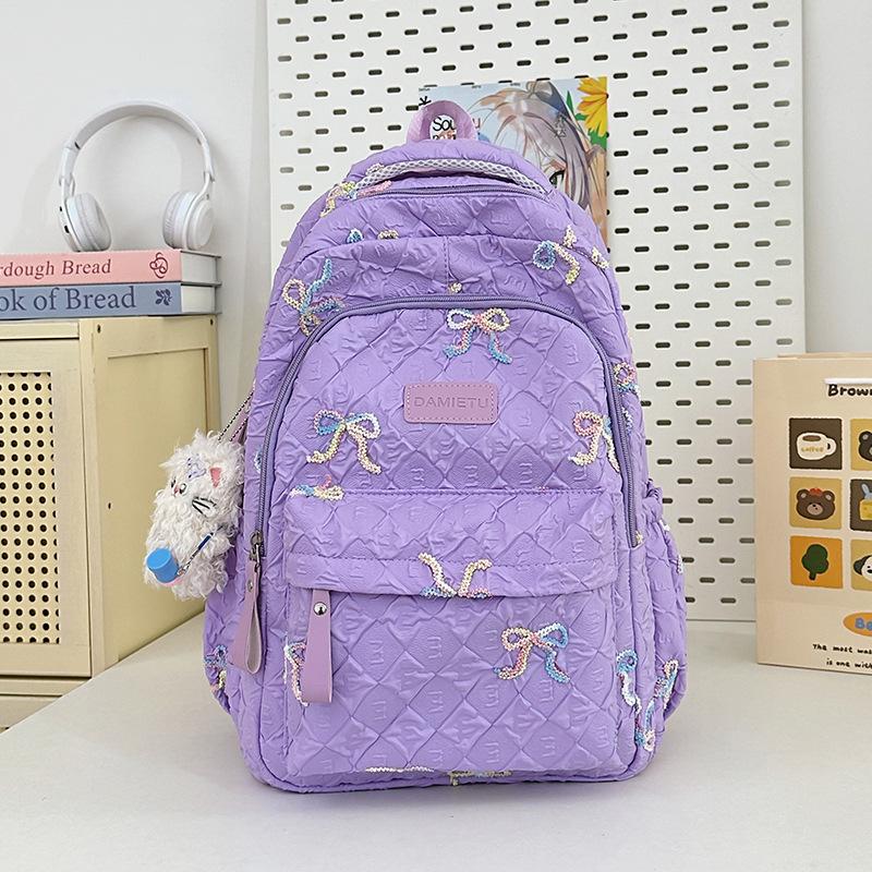 Small fresh schoolbag female cute college student backpack high value bow junior high school student versatile large capacity backpack
