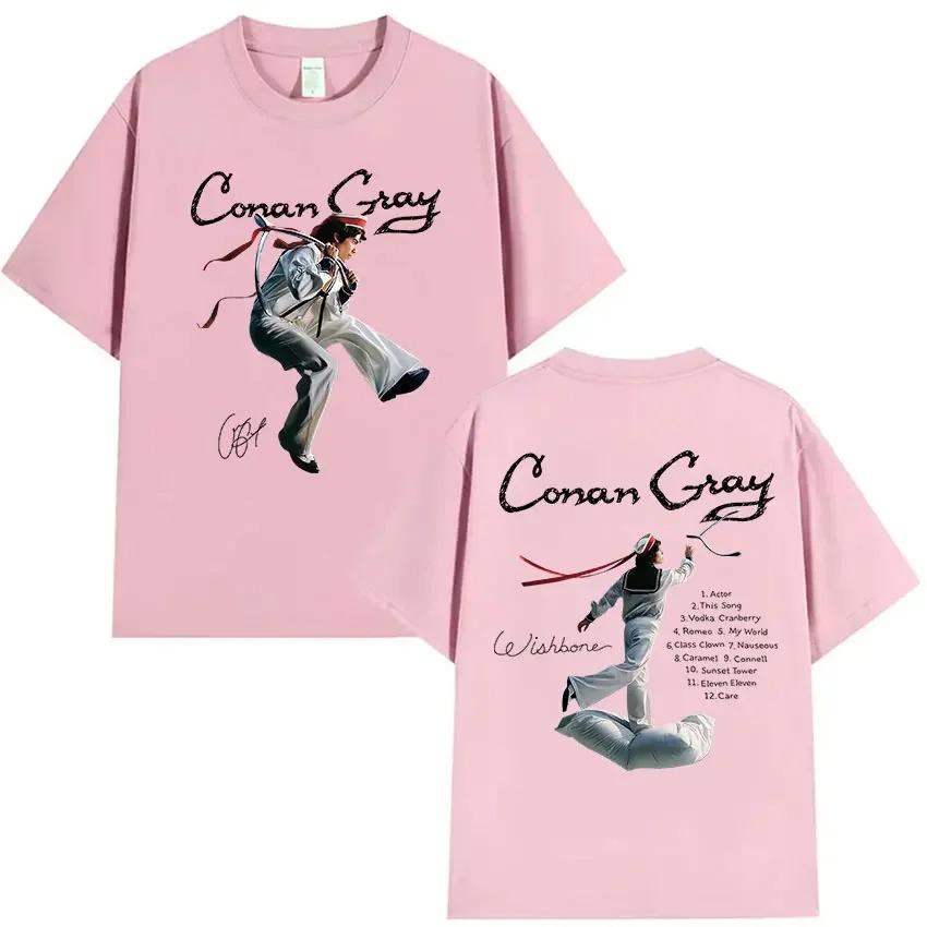 Conan Gray Wishbone World Tour 2026 T Shirt Men's Vintage High Quality Fashion T-shirts Man Hip Hop Short Sleeve Cotton T-shirt