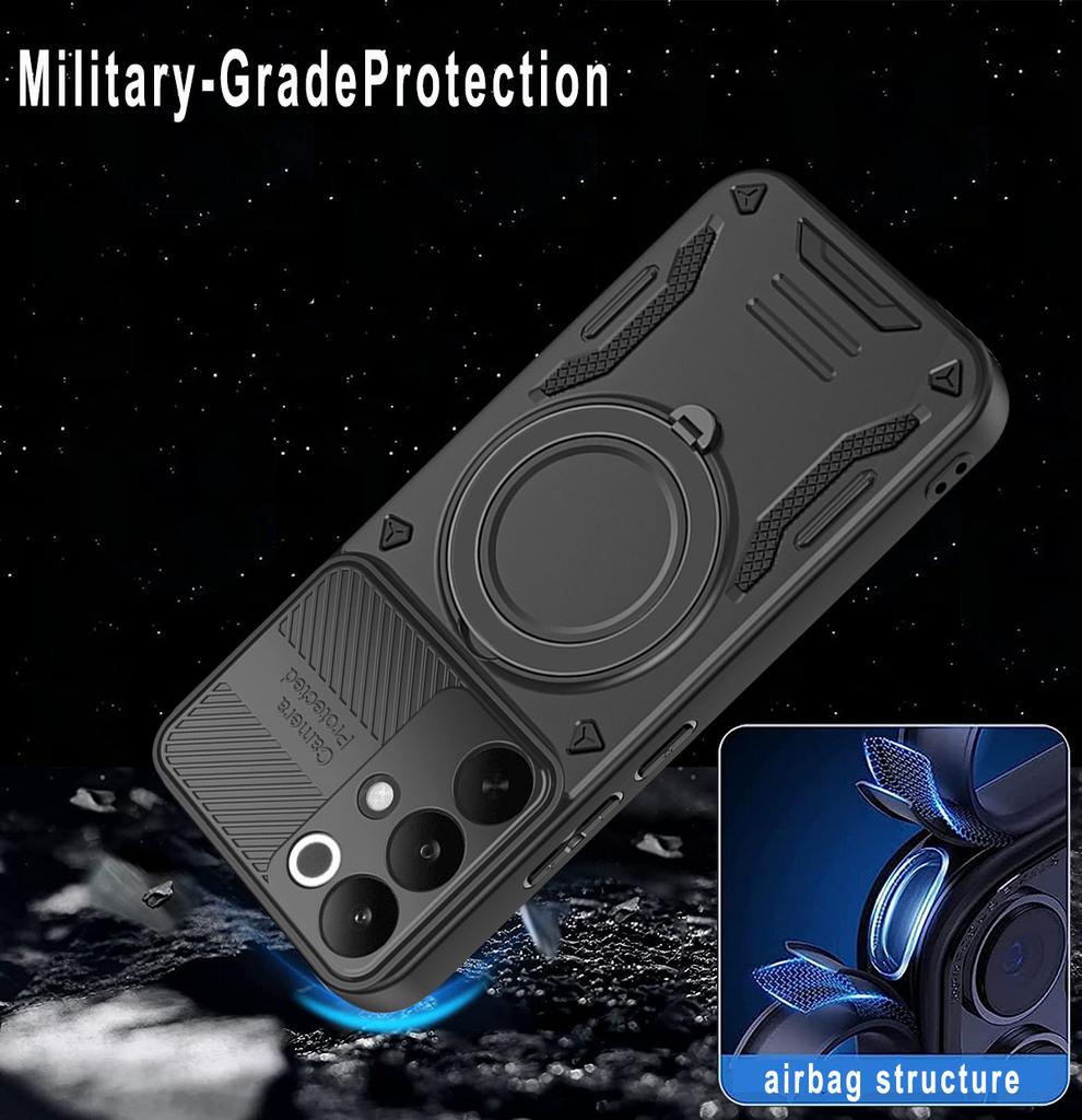 Pro Realme C85 Pro 4G Magnetický kryt Nárazuvzdorný TPU + PC Zadní kryt telefonu s podpěrou